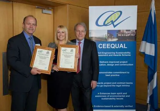 People holding their CEEQUAL Certificates 