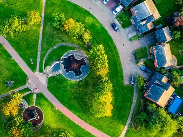 arial view of a residential development